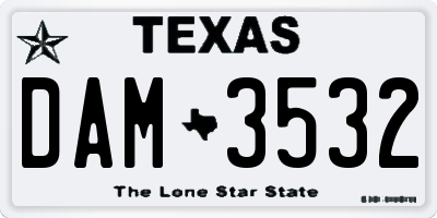 TX license plate DAM3532
