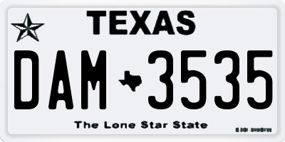 TX license plate DAM3535