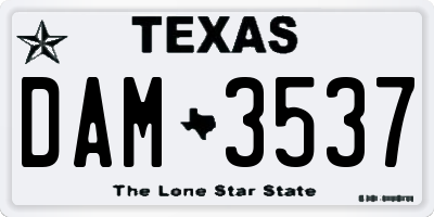 TX license plate DAM3537