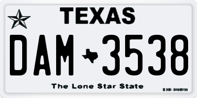 TX license plate DAM3538