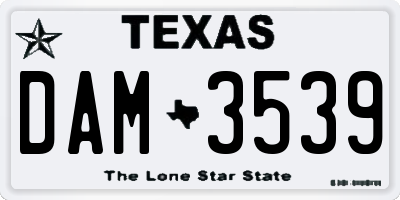 TX license plate DAM3539