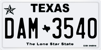 TX license plate DAM3540