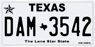TX license plate DAM3542