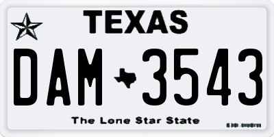 TX license plate DAM3543