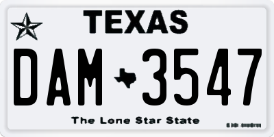TX license plate DAM3547