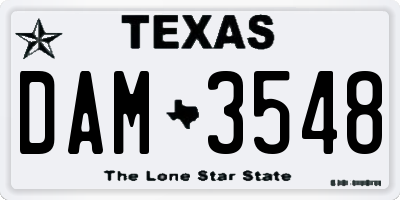 TX license plate DAM3548