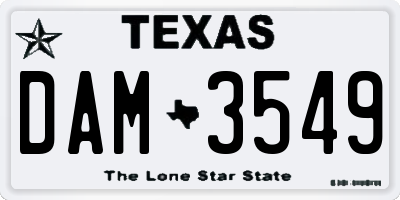 TX license plate DAM3549