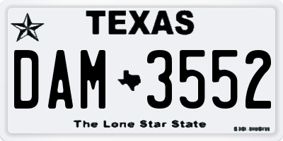 TX license plate DAM3552