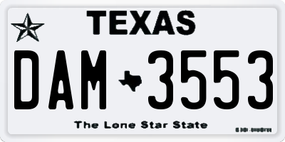 TX license plate DAM3553