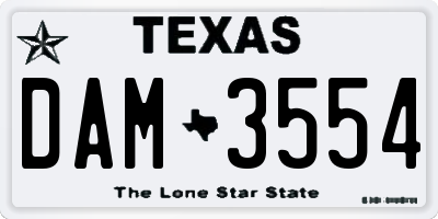 TX license plate DAM3554