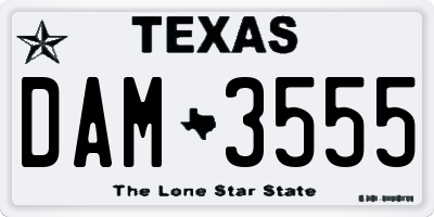 TX license plate DAM3555