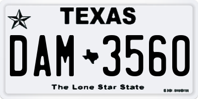 TX license plate DAM3560