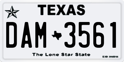 TX license plate DAM3561