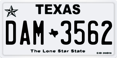 TX license plate DAM3562