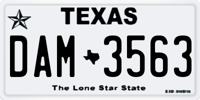 TX license plate DAM3563