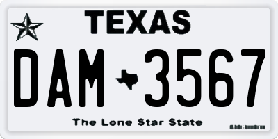 TX license plate DAM3567