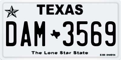 TX license plate DAM3569