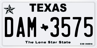 TX license plate DAM3575