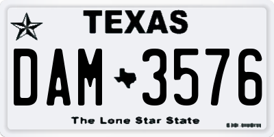 TX license plate DAM3576