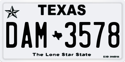 TX license plate DAM3578