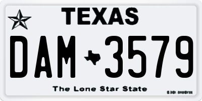 TX license plate DAM3579