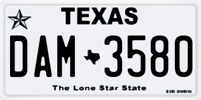 TX license plate DAM3580