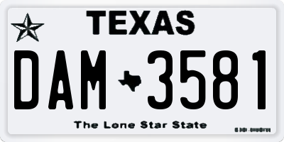 TX license plate DAM3581
