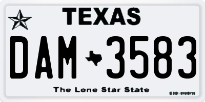 TX license plate DAM3583
