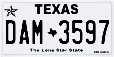 TX license plate DAM3597
