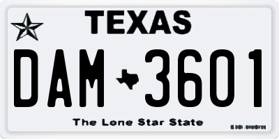 TX license plate DAM3601