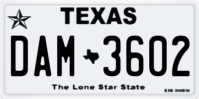 TX license plate DAM3602