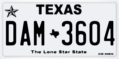 TX license plate DAM3604