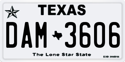 TX license plate DAM3606