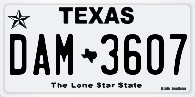 TX license plate DAM3607