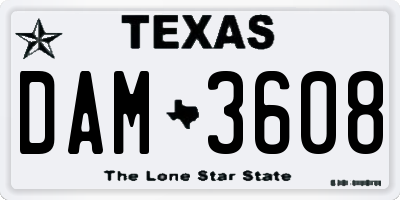 TX license plate DAM3608