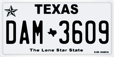 TX license plate DAM3609