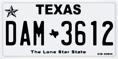 TX license plate DAM3612