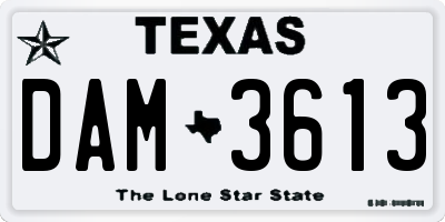 TX license plate DAM3613