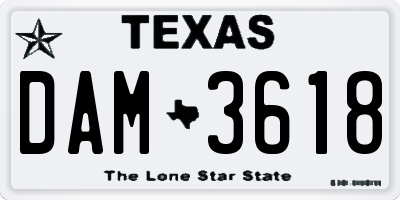 TX license plate DAM3618