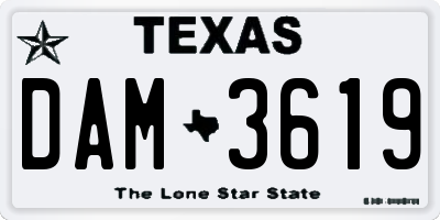 TX license plate DAM3619