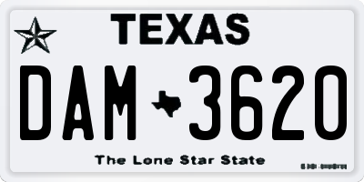 TX license plate DAM3620