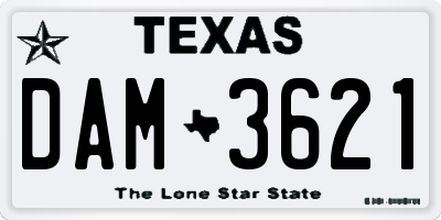 TX license plate DAM3621