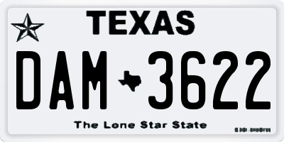 TX license plate DAM3622