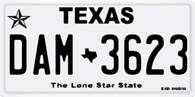 TX license plate DAM3623
