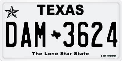 TX license plate DAM3624