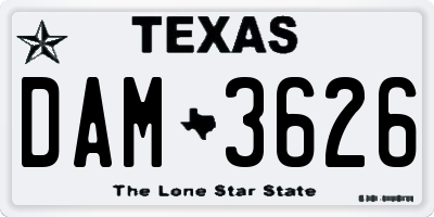 TX license plate DAM3626