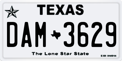 TX license plate DAM3629