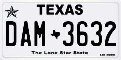TX license plate DAM3632