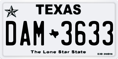 TX license plate DAM3633