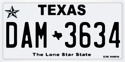 TX license plate DAM3634
